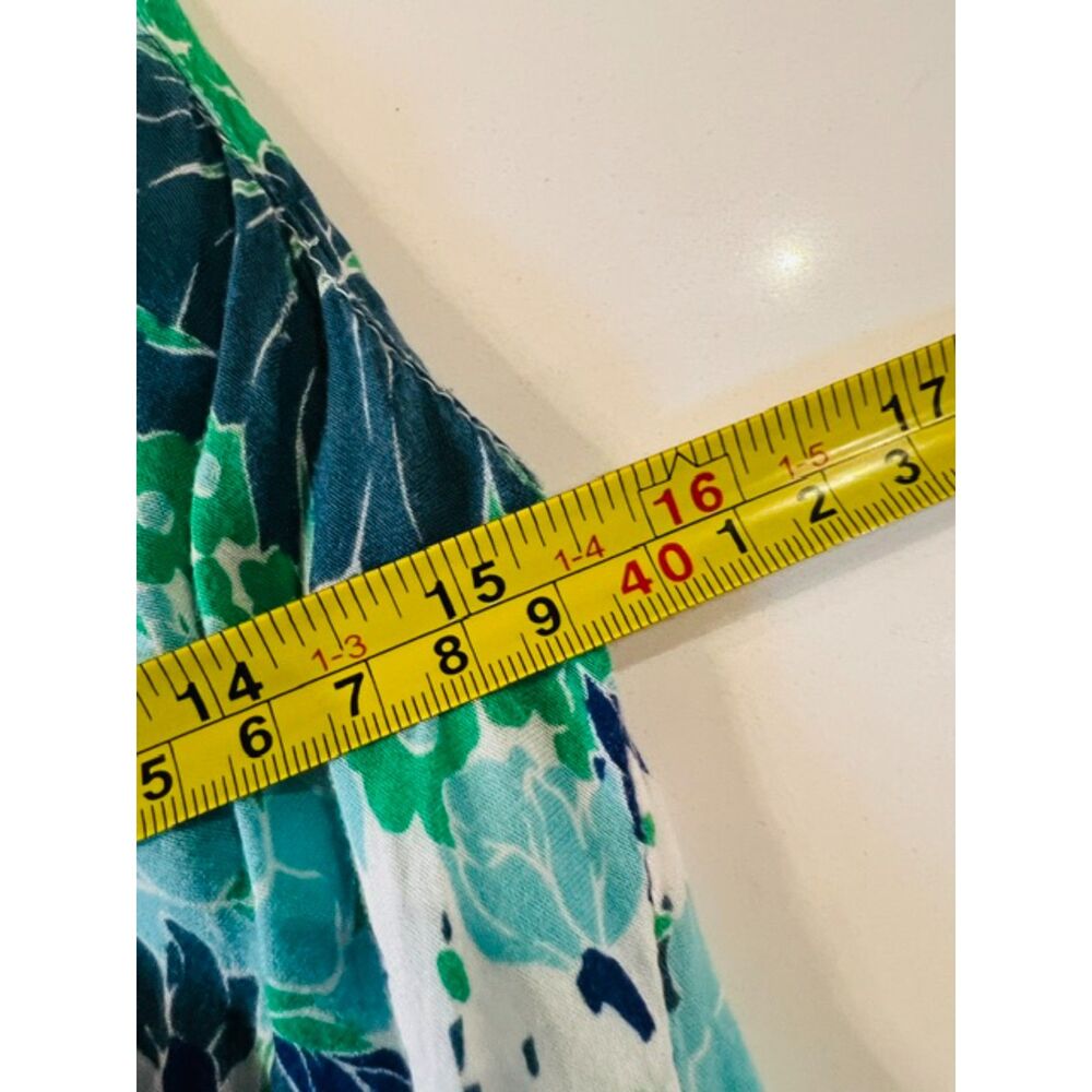 Poupette St Barth Blue Green Floral Maxi Dress Sleeveless V-Neck Size Small - Picture 5 of 5